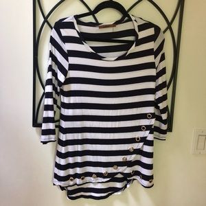 Belldini stripes grommets tunic top